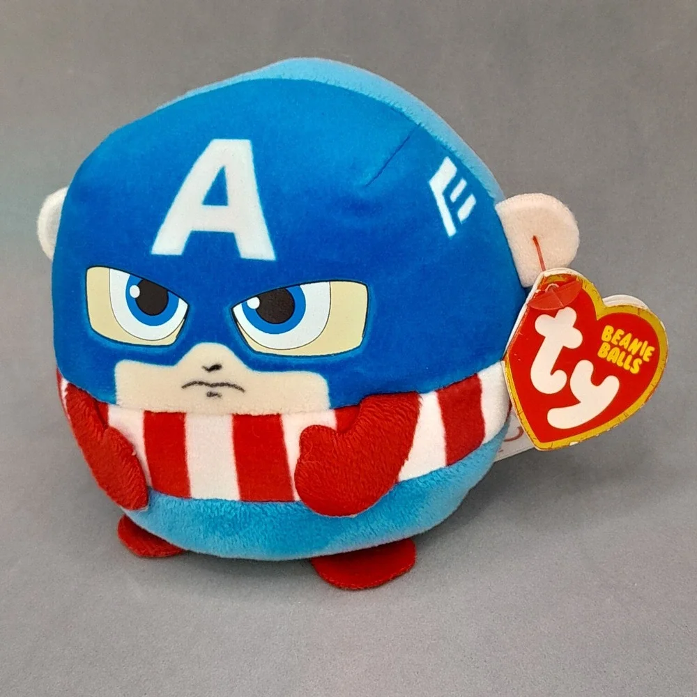 Ty Beanie Balls Marvel Captain America Plush Round Stuffed Toy 4 inch 2024